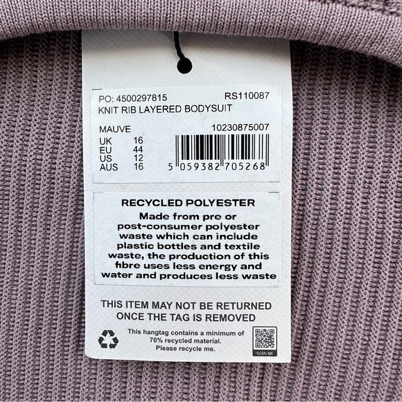 NWT Re_Styld Women's Purple Ribbed Long Sleeves Crew Neck Crop Sweater Top - Picture 7 of 10